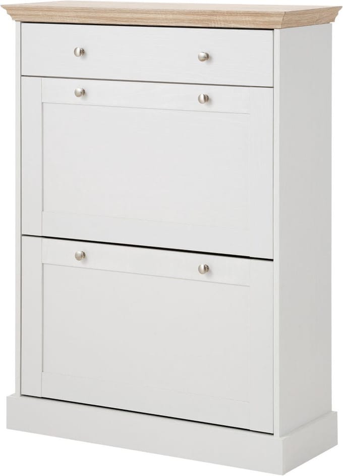 Binz-Schoenenkast met 2 kleppen en 1 lade in Wit Eiken Look