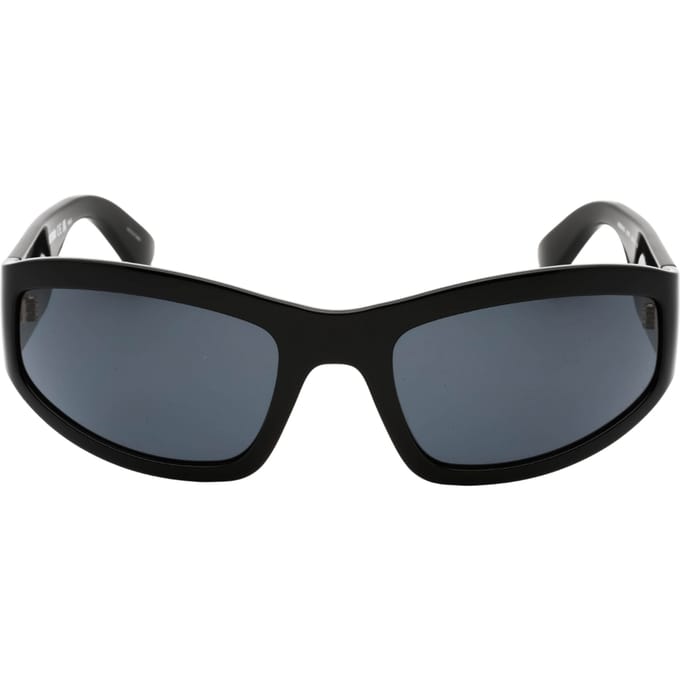 Moschino grijze lens gewaagd logo zwarte zonnebril