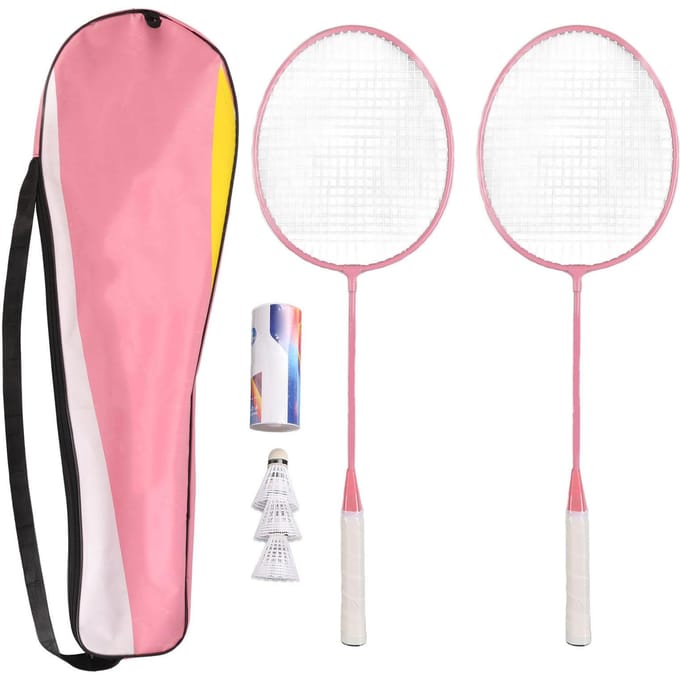 Ensemble de raquettes de badminton K1134 en alliage de fer fendu avec seau de rangement et sac de rangement pink