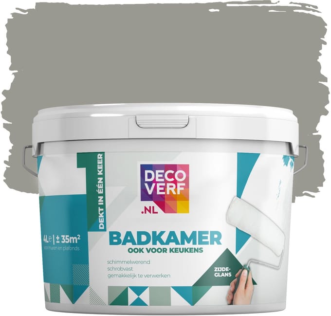 Decoverf badkamerverf klei grijs 4L