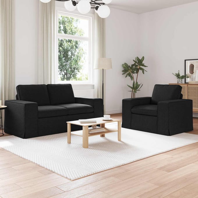 vidaXL Bankstel 2 pcs Zwart 162 x 80 x 82 cm Stof