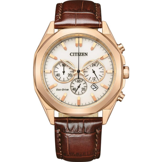 Citizen CA4593-15A Horloge - Leer - Bruin - Ø 41 mm