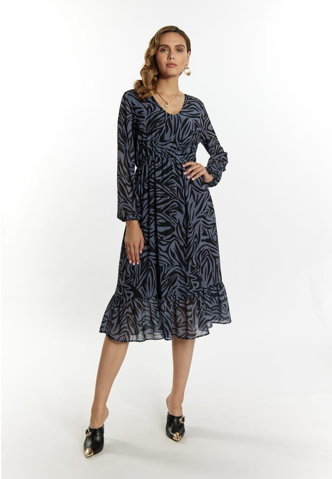 Faina Jurkje met zebraprint Dames grijs/zwart