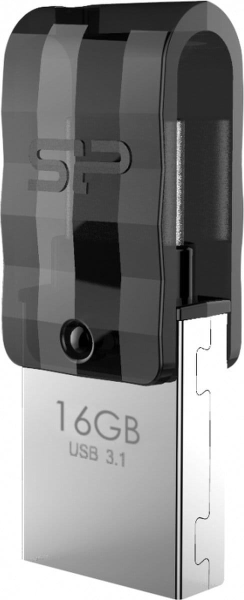 Silicon Power C31 Dual USB USB-A / USB-C USB stick 16GB - Zwart