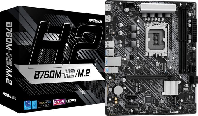 ASRock B760M-H2/M.2 Moederbord - Intel B760 - Intel LGA1700 - DDR5 RAM - Micro-ATX