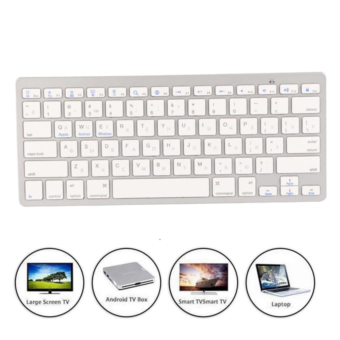 Clavier Bluetooth sans fil russe ultra-fin et multifonction pour Apple, Mac, Windows, Android gray
