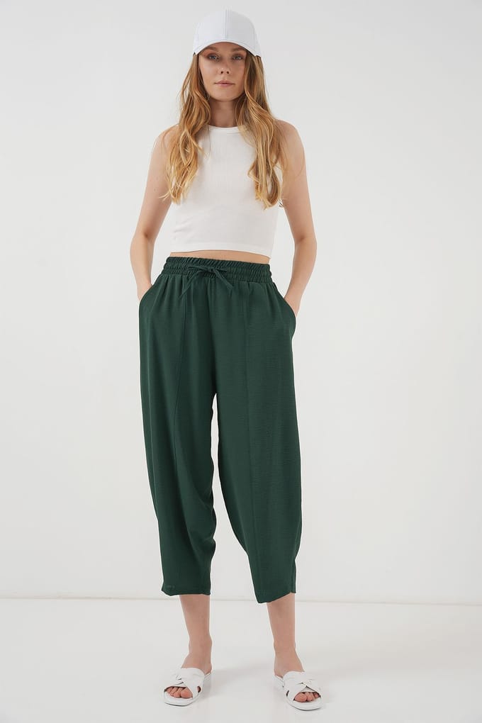 Gestructureerde Salwar Broek met Touwtjes Taille
