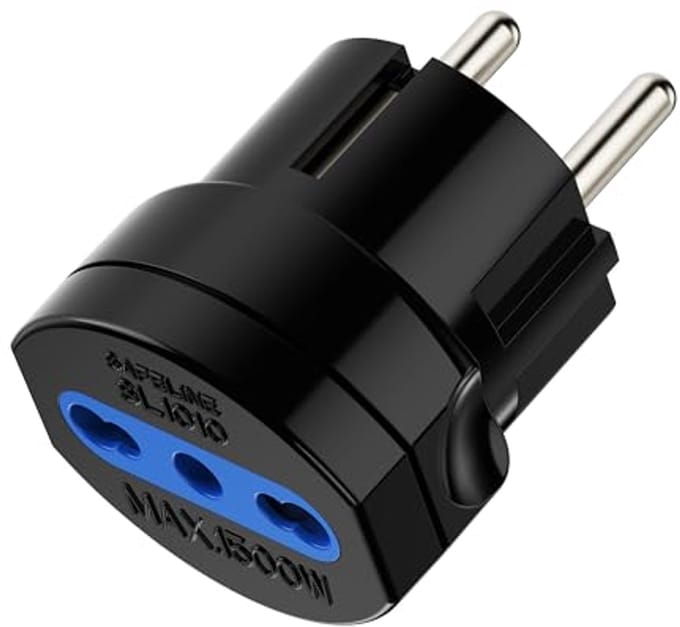 Compacte Zwarte Schuko Adapter 16A met Italiaanse Aansluiting