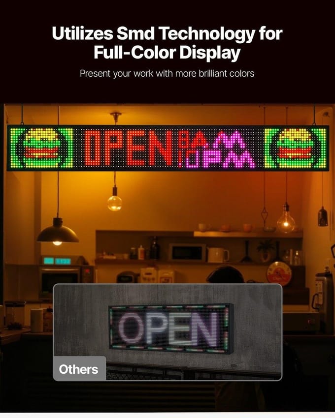Panneau LED Programmable 52x8 pouces Affichage Numérique Défilant P10 Pleine Couleur