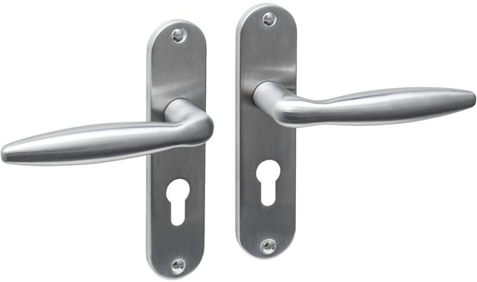 Intersteel Deurkruk Jupiter basic op schild ovaal 185x41mm profielcilindergat 55mm rvs