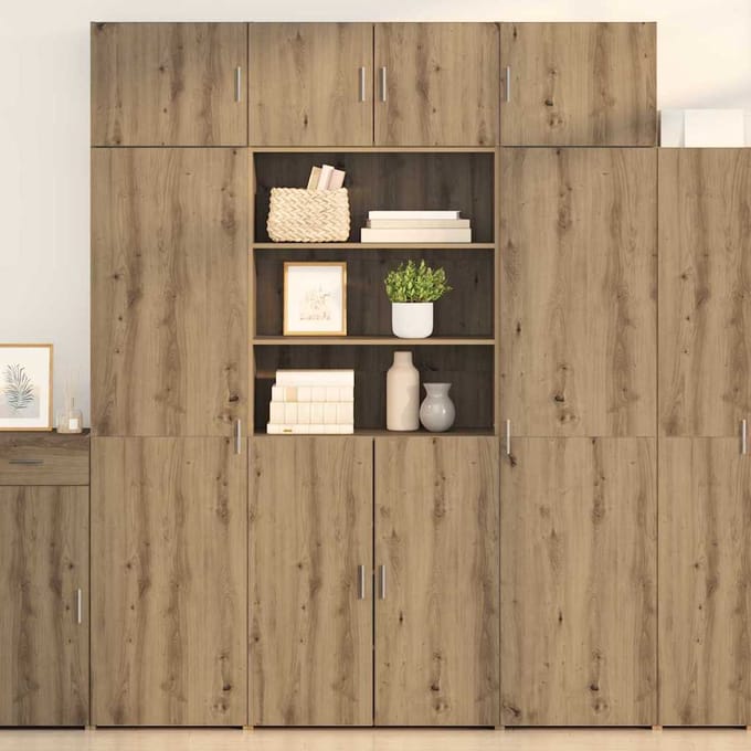 vidaXL - Highboard - Artisan - Eiken - 80 - x - 42,5 - x - 185 - cm - Bewerkt - hout