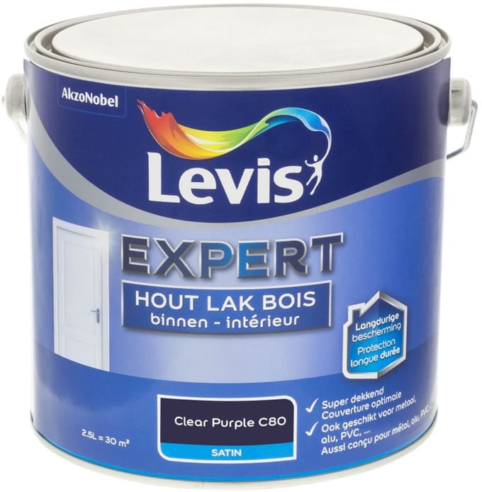 Levis - Expert Hout Lak Binnen Satin Mix - Clear Purple C80 - Mengverf - 2,5 L