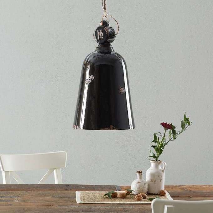 Ferroluce Vintage hanglamp C1745, conisch, zwart