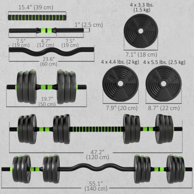 4goodz Verstelbare halterset 25 kg dumbels en barbells halterstang voor