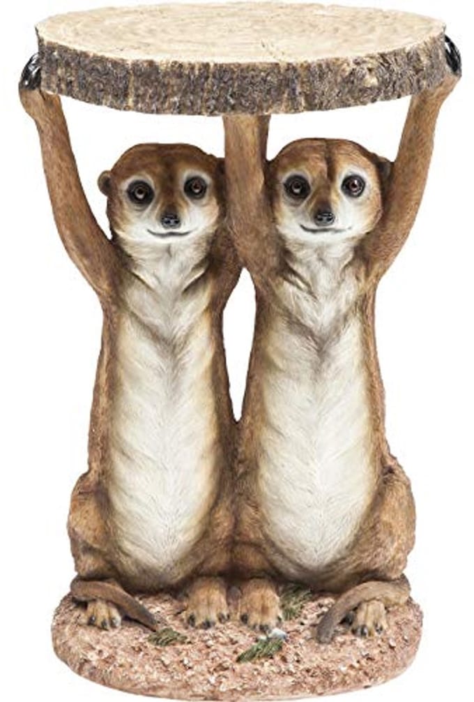 Animal Bijzettafel Stokstaartjes Ø33Cm Houtlook Groot Bruin