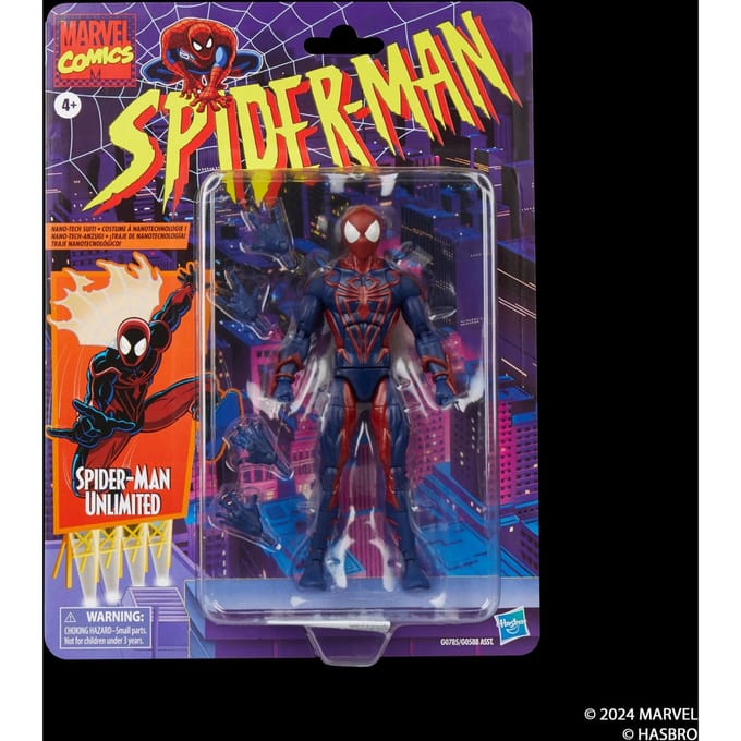 Marvel Legends Series Spider-Man Unlimited, Retro Comics Collectible 6-Inch Scale Action Figure