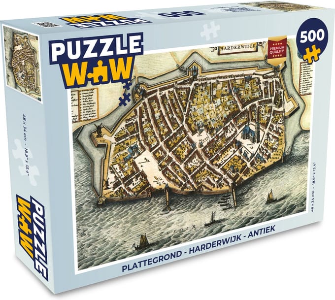 Puzzel Plattegrond - Harderwijk - Antiek - Legpuzzel - Puzzel 500 stukjes - Stadskaart