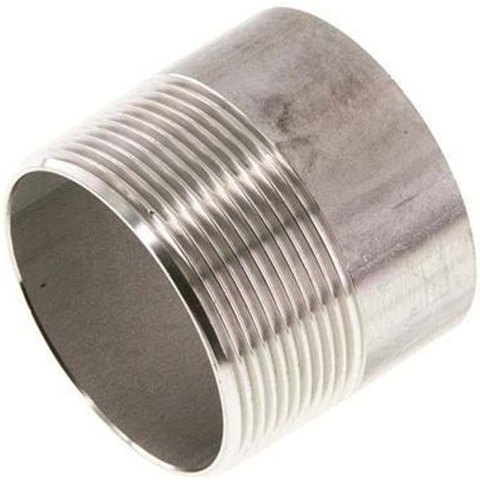 R 2'' Buitendraad x 60.3mm RVS Pijpnippel met Las uiteinde 20 Bar DIN 2982 - 50mm