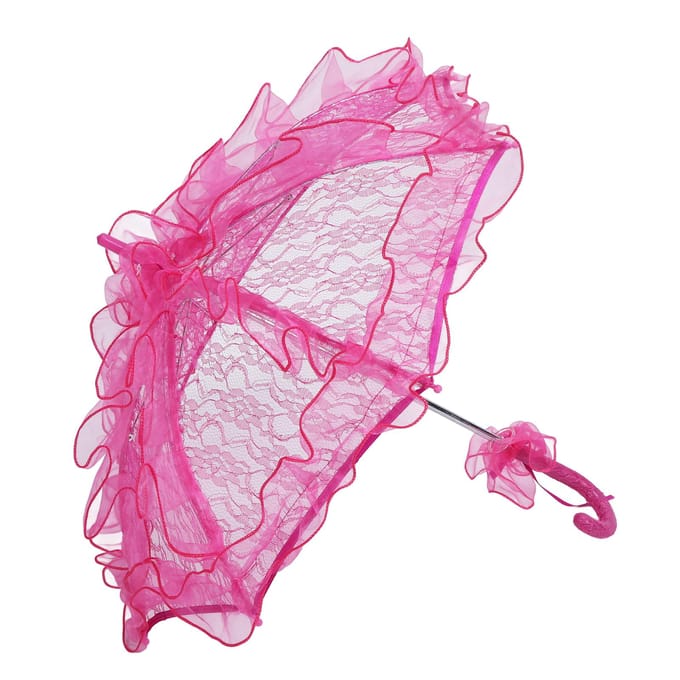 Kant Parasol Paraplu Handgemaakt Bruiloft Bruids Kant Paraplu Elegante Decoratieve Kant Paraplu rozerode kleur