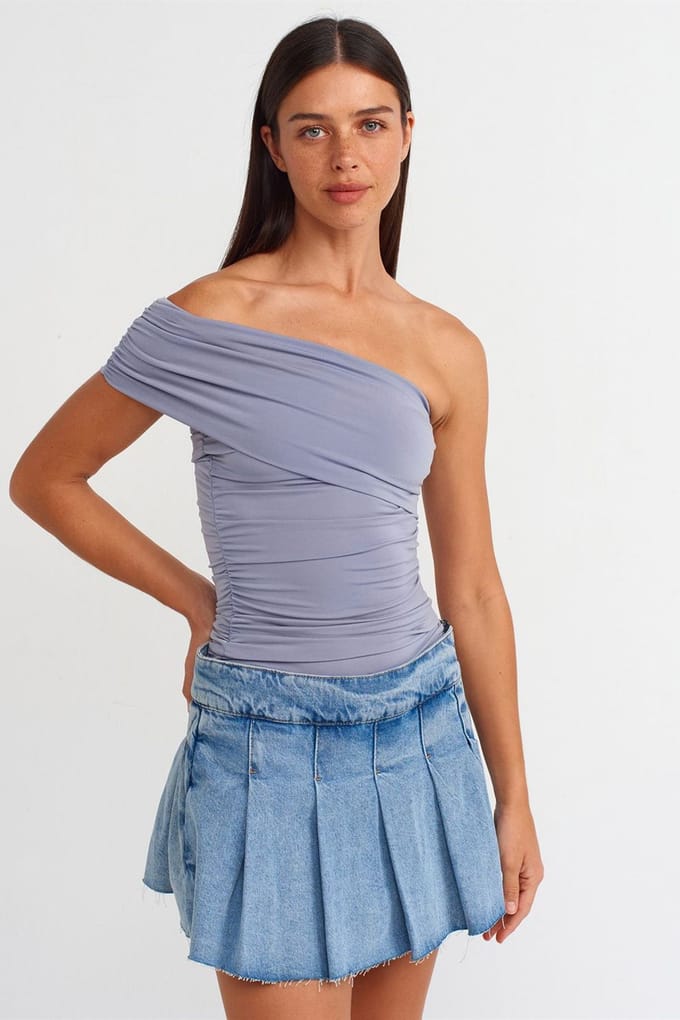 One-Shoulder Slim Fit Jersey Blouse