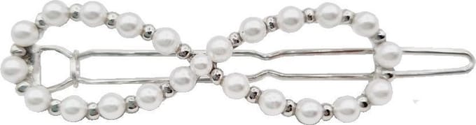 Haarsoires Haarspeld Haarclip 5cm - Infinity - Parel - Wit Zilver - Hair Clip - Decoratieve Haaraccessoire