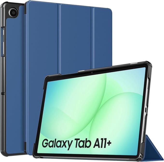Hoes geschikt voor Samsung Galaxy Tab A11 Plus - Arara Trifold Bookcase TabletHoes - Donkerblauw
