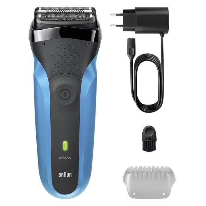 Elektrisch scheerapparaat BRAUN Series 3 - Blauw en zwart - Batterijduur 30 minuten - Snellaadfunctie 5 minuten zwart