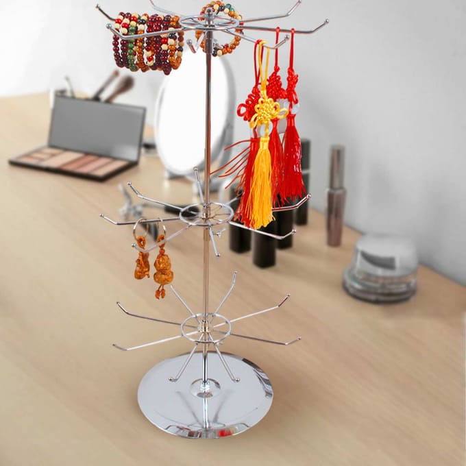Présentoir à bijoux rotatif à 3 niveaux en métal détachable pour comptoir red