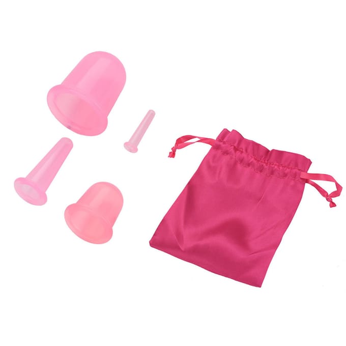 4 stuks set Siliconen Vacuüm Lichaamsmassage Hulp Anti Cellulitis Massager Bekers Cupping (Roze) roze