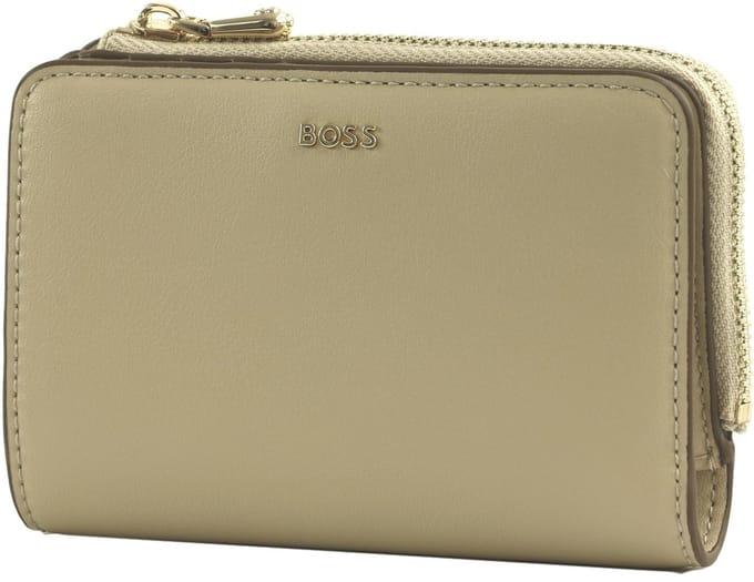 BOSS Leren portemonnee Numah New SM Wallet Light Beige