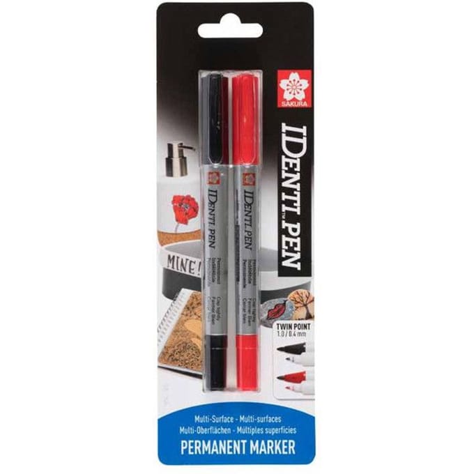 Sakura marker set Identi-Pen zwart rood 2 stuks permanent.