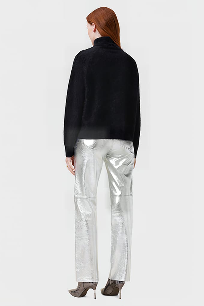AllSaints Saige Foil Trouser Silver Größe: 4 | Straight Jeans Outlet | Damen | Grau