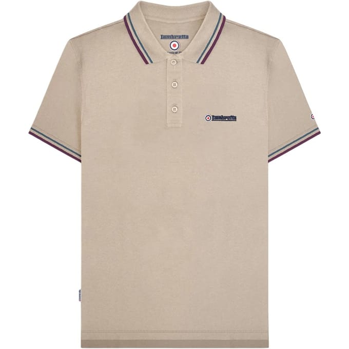 Lambretta Heren Twin Tip Poloshirt (Steen/Maan/Oceaan/Winterbloei)