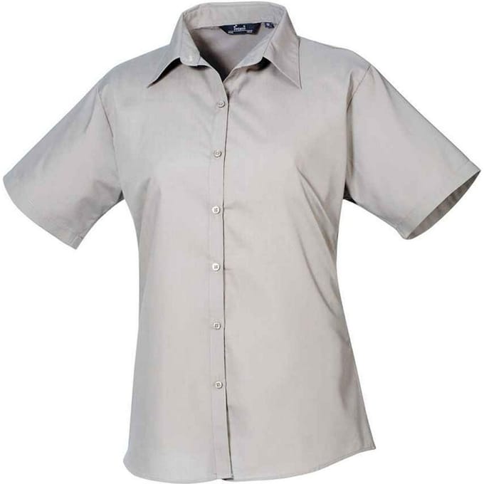 Premier Dames/Dames Popeline Blouse met Korte Mouwen (Zilver)