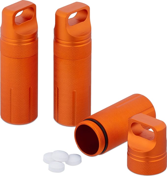 pillenkoker set van 3 - waterdicht - reis pillendoosje - aluminium - 9,5x3 cm - oranje