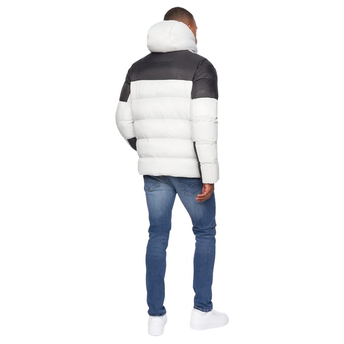 Duck and Cover Heren Raymax Contrast Paneel Gewatteerde Jas (Putty/Zwart)
