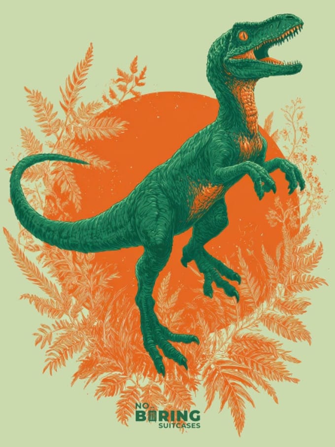 Kinderkoffer blauw - Dino - Groen - Oranje