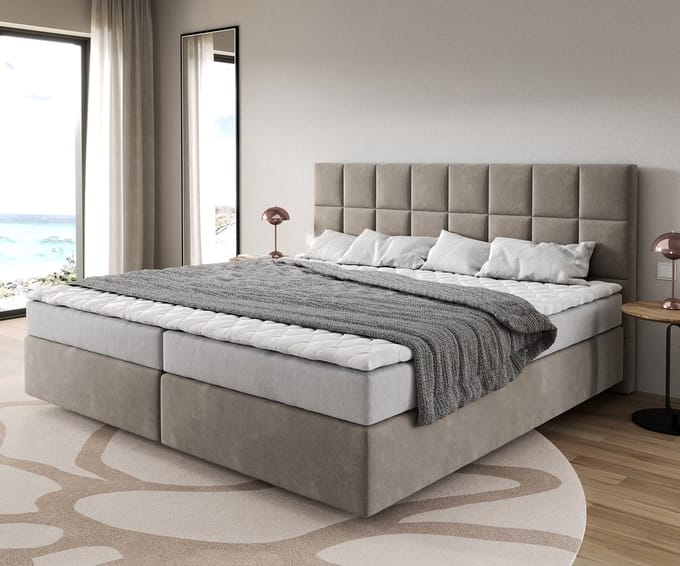 Boxspringbed Dream-Fijn Microvezel Beige 200x200 cm bonell matras PU topper