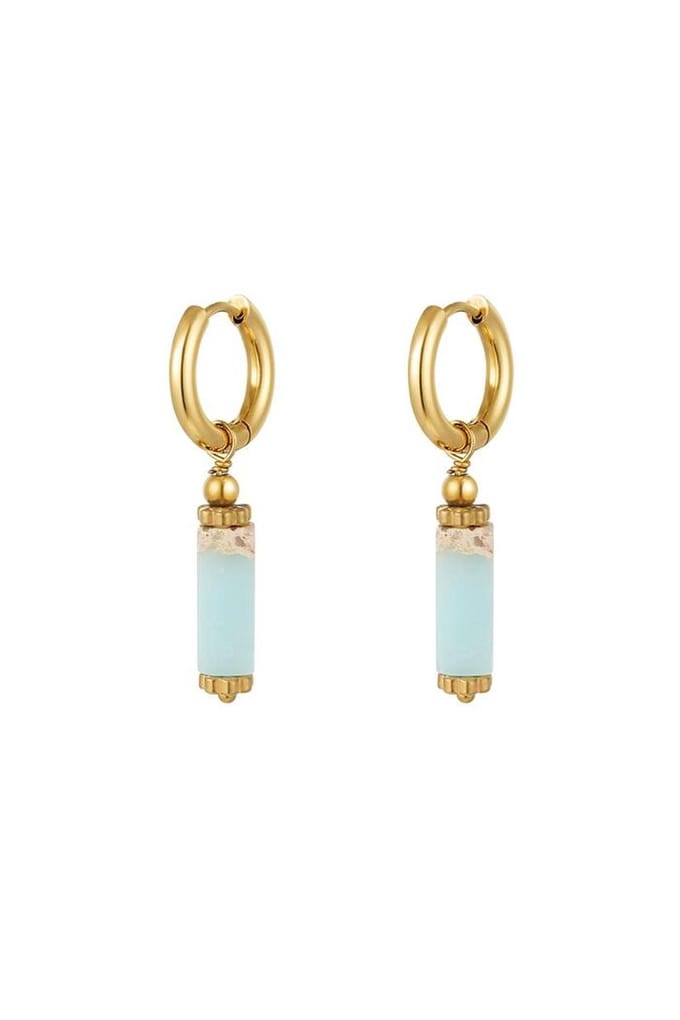 Bijoutheek Oorhangers Vierkante Edelsteen Blauw