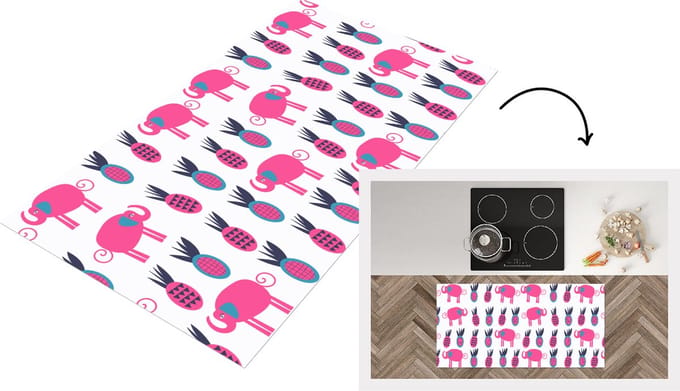 Keukenloper - Loper keuken - Ananas - Olifant - Design - 120x60 cm - Keukenloper vinyl