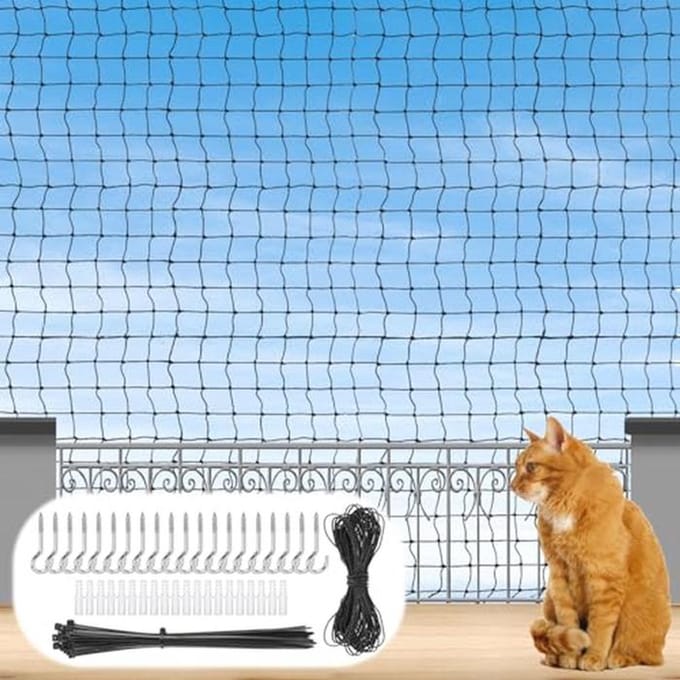 Veilig Kattennet voor Balkons en Terrassen - 3 x 4 m Zwart