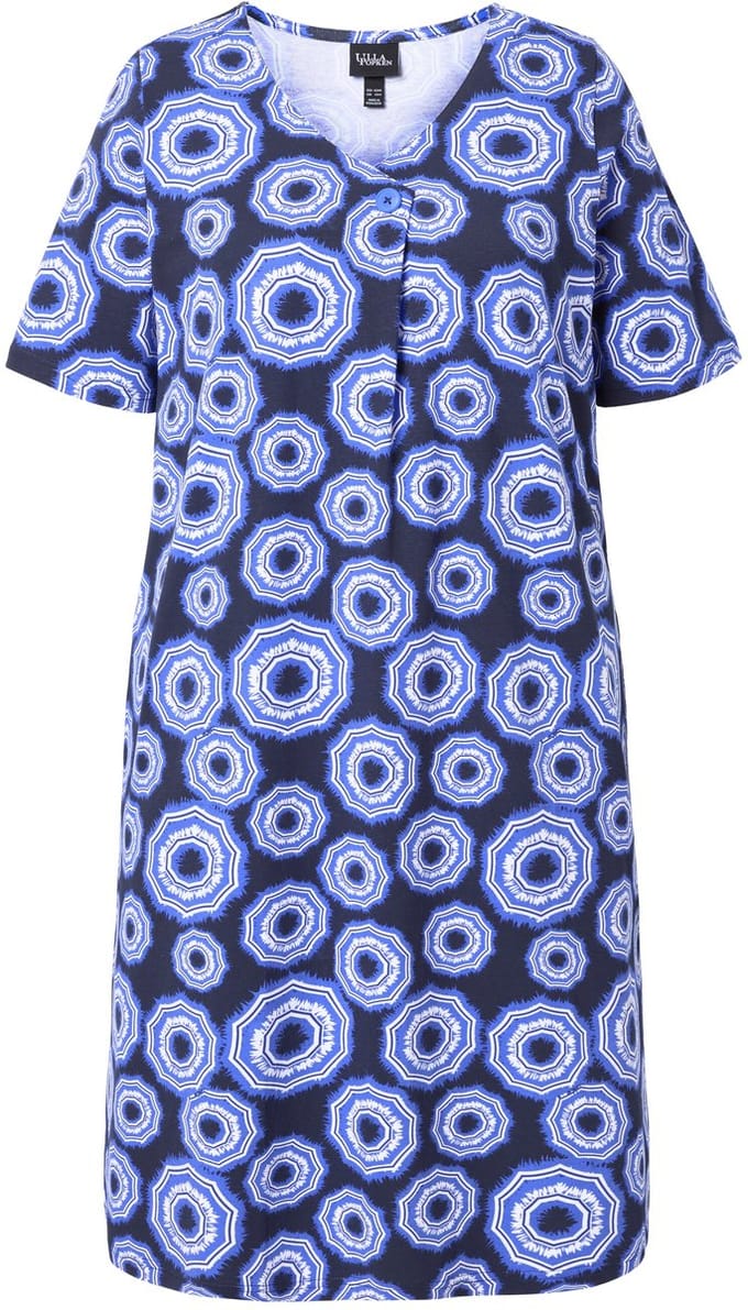 Ulla Popken - Dames - Jersey jurk - Pauwenblauw - Maat 46+
