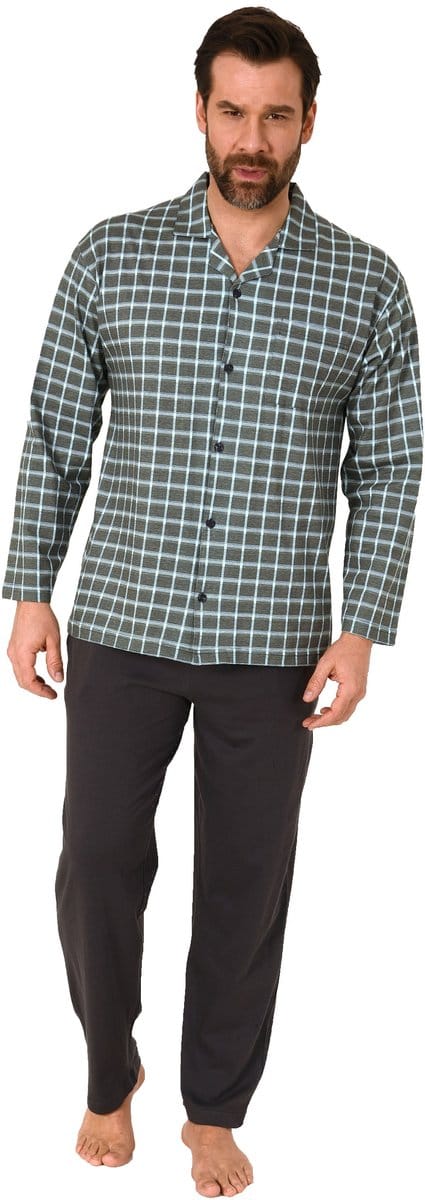 Heren pyjama doorknoop Normann 101 90503 - Grijs - 60/62