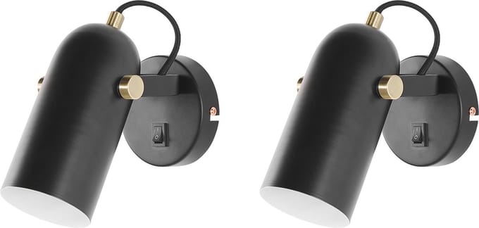 TYRIA - Wandlamp set van 2 - Zwart - Metaal