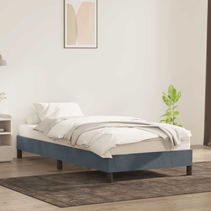 vidaXL - Bedframe - zonder - matras - 80x220 - cm - fluweel - donkergrijs