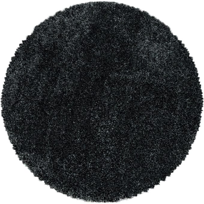 Pearl Soft Rond Hoogpolig Vloerkleed Antraciet- 200 CM Ø