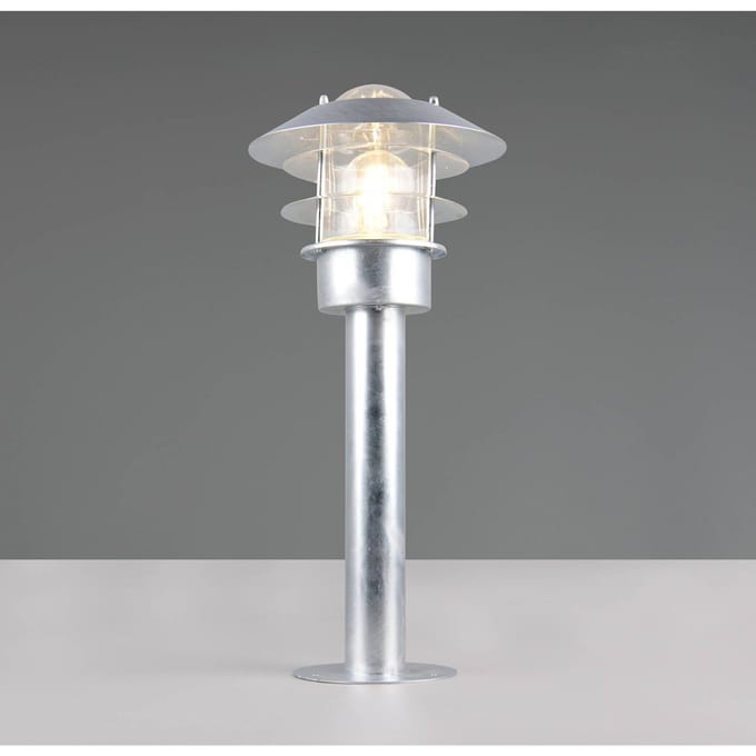 Trio Lighting Sokkellamp Ruvuuma, zinkkleurig, hoogte 50 cm, metaal, IP44