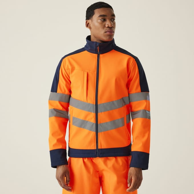 Jas Heren Reflecterende Strepen Zipper Pockets Hi-s Pro 3-layer Softshell