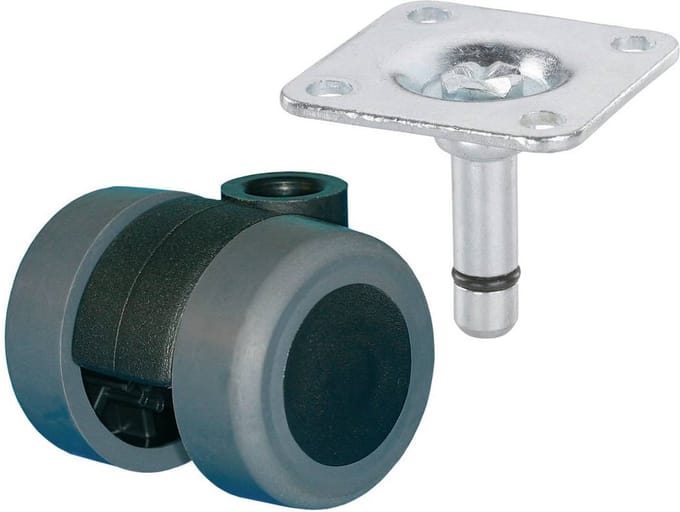 dörner + helmer 761340 Dubbele wielen Wieldiameter: 35 mm Draagvermogen (max.): 70 kg 1 stuk(s)
