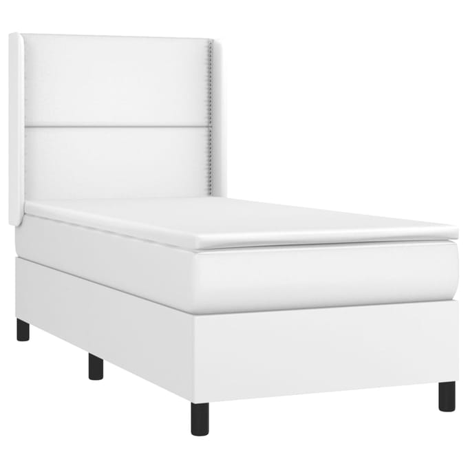 vidaXL - Boxspring - met - matras - kunstleer - wit - 100x200 - cm